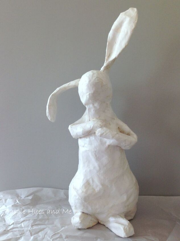 coelho de papel mach reciclado e decoupage, coelho branco sem pintura