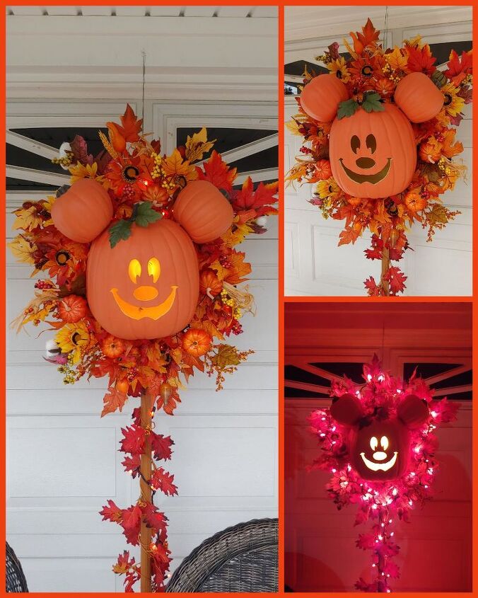 corona de calabazas de halloween de mickey mouse, Corona de Calabaza estilo Mickey Mouse