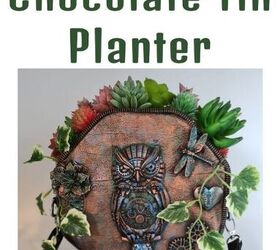 jardinera de lata de chocolate reciclada