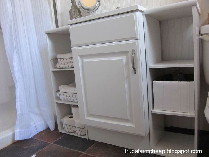 mueble de bao almacenamiento lateral extra, vanidad de HD y los gabinetes laterales son estantes del armario