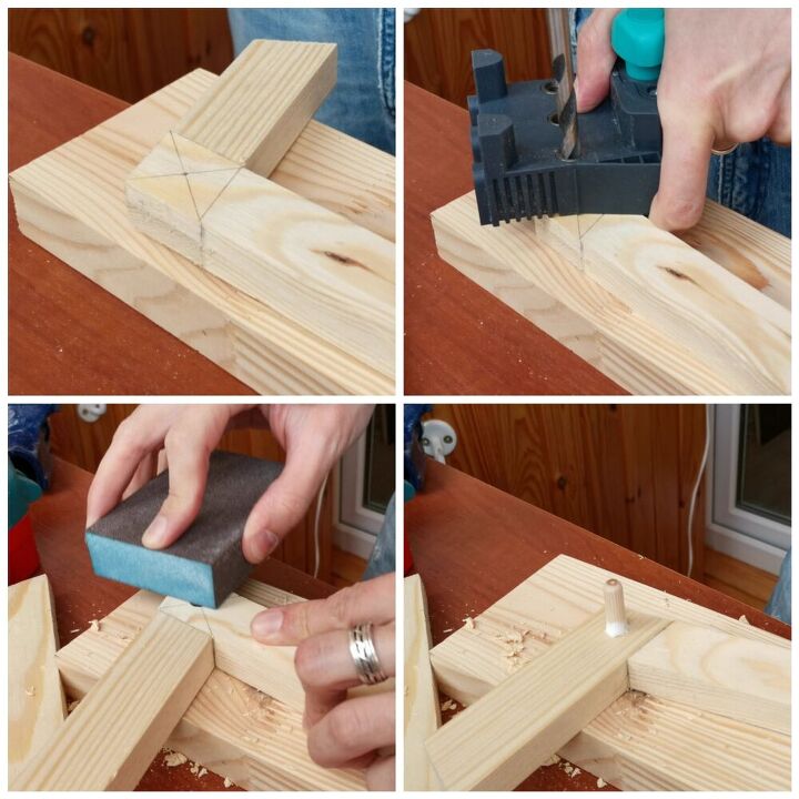 como fazer uma mesa flutuante com iluso de tica, M o marcando os peda os de madeira para fazer cortes