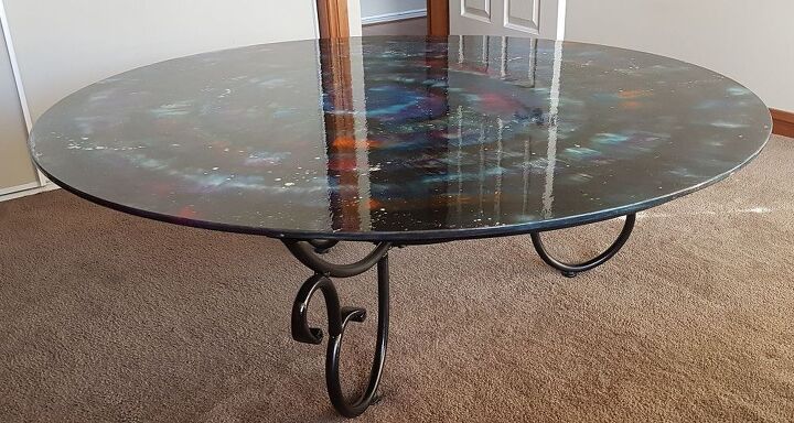 mesa galaxy com cuspe de unicrnio no vidro